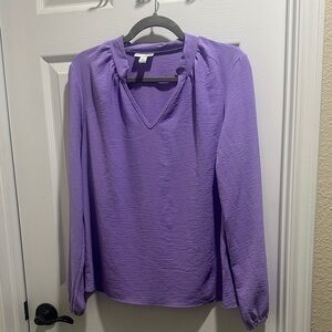 Maison Jules Lavender V-Neck Long-Sleeve Blouse